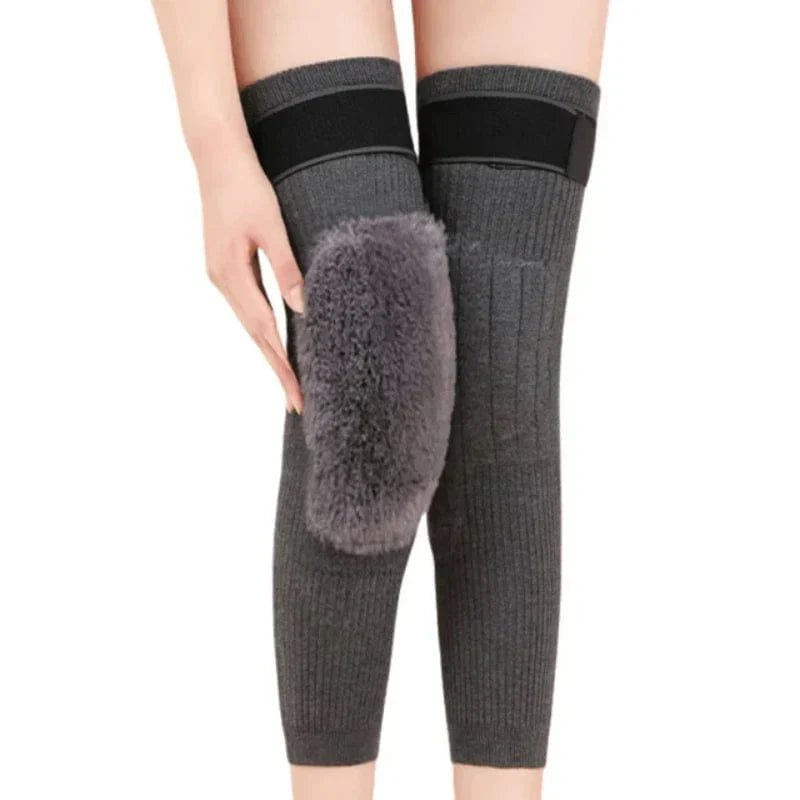 2 Pcs Adjustable Cashmere Wool knee Warmers -30° Warm Knee Pads With Straps